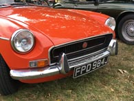 MGB GT front end detail, with MG radiator grille  badge